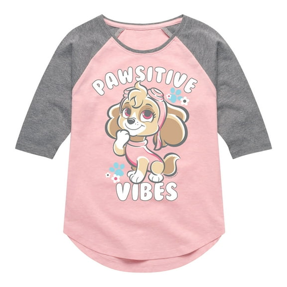 Paw Patrol - Pawsitive Vibes - Toddler And Youth Girls Raglan Graphic T-Shirt