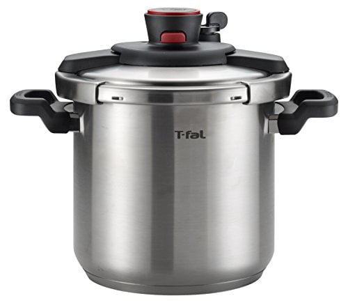 Silver Renewed T-fal P45009 Clipso Stainless Steel Dishwasher Safe PTFE PFOA and Cadmium Free 12-PSI Pressure Cooker Cookware 8-Quart 