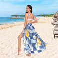 thumbnail image 6 of FORMRS Womens Beach Sarong Semi-Sheer Bikini Wrap Skirt Swimsuit Cover-ups, Retro Plaid Lemon, 6 of 7