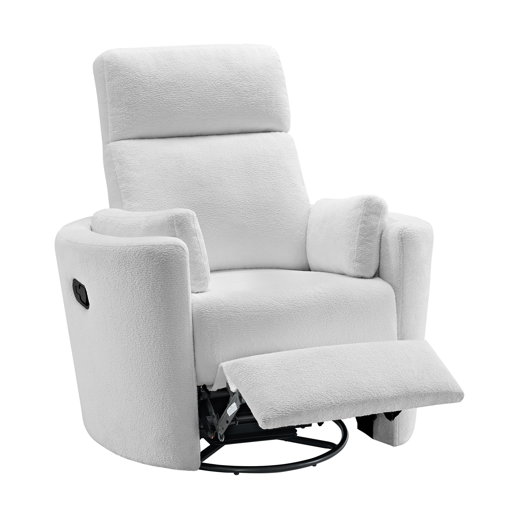 Soho Baby Nottingham Upholstered Glider Recliner Rocking Chair 360° Swivel for Nursery and Living Room – Plush White​