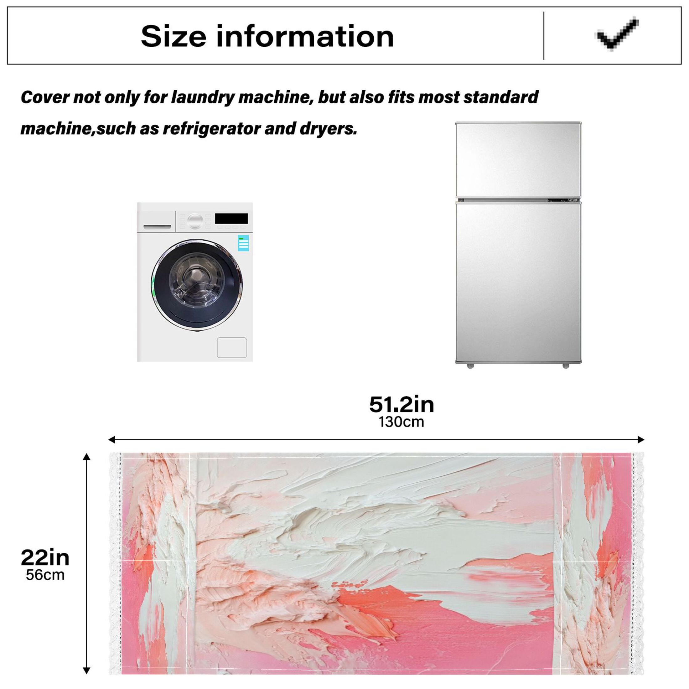 Pinkish-white ImpactWasher and Dryer Covers Dust-Proof and Oil Resistant Fridge Cover with 4 Storage Pockets Washing Machine Top Cover for Laundry Kitchen Home 51.2 x 22 In