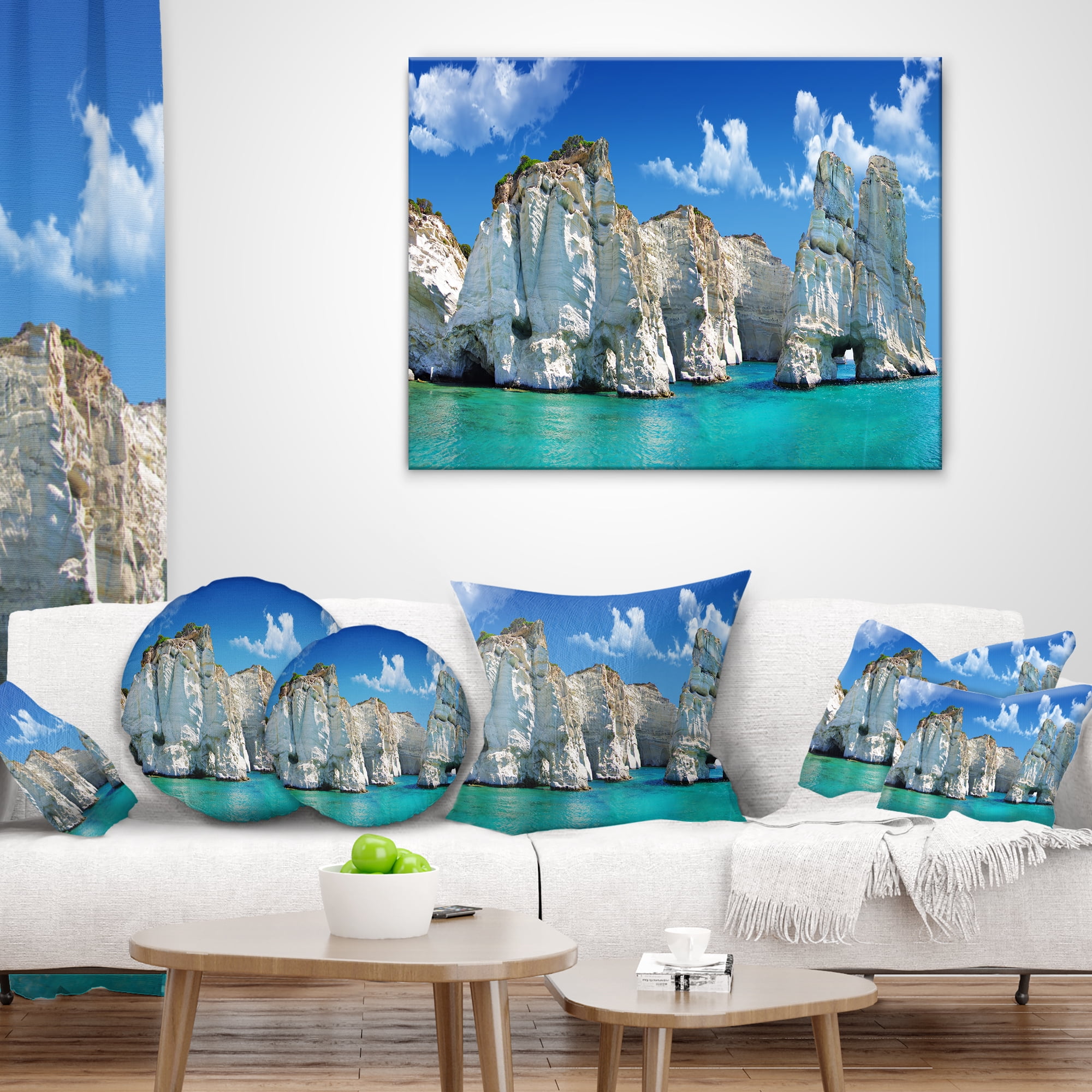 Designart Greek Holidays - Cityscape Photo Throw Pillow - 18x18