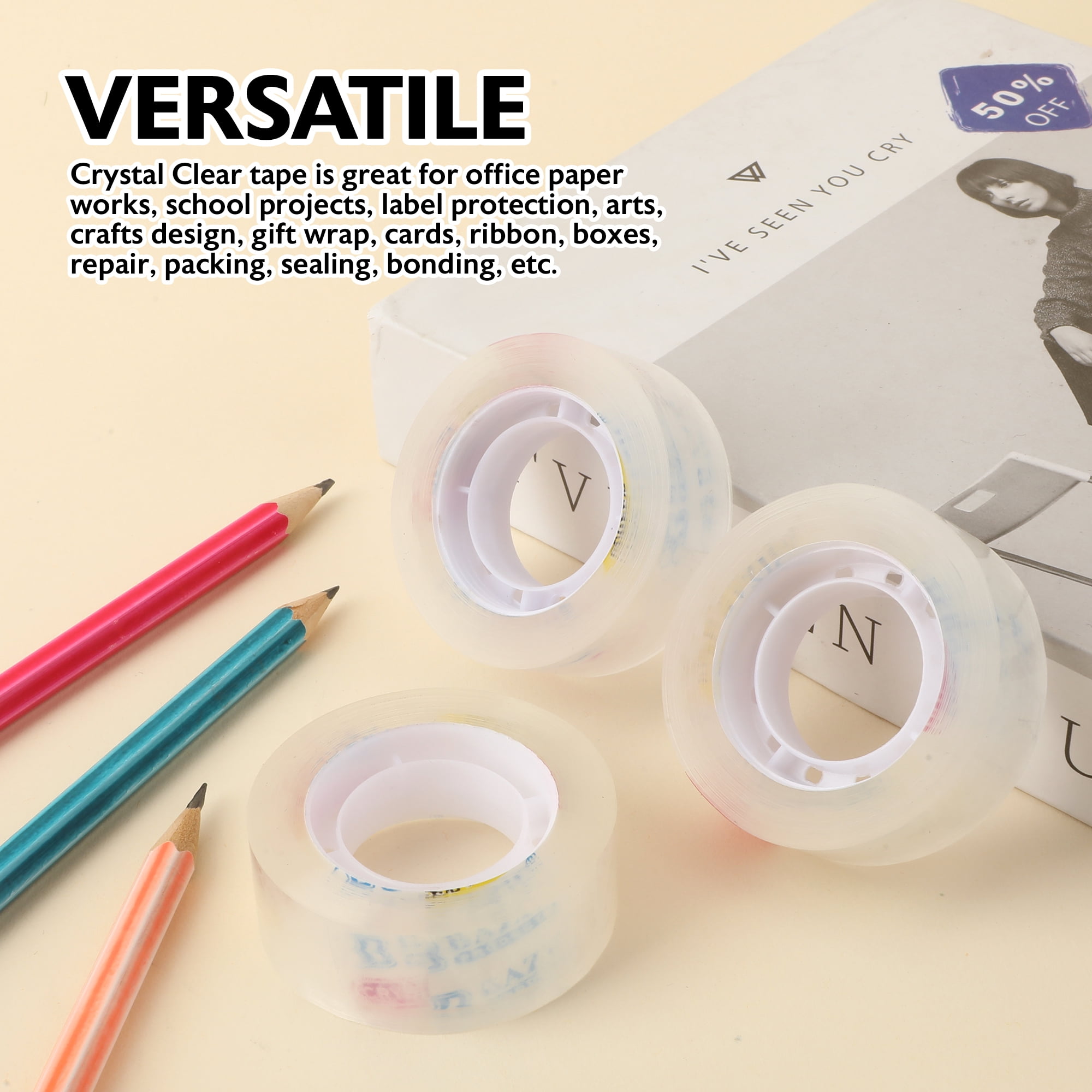 BAZIC Crystal Clear Tape Refill 3/4" X 1000", Glossy Finish, (3/Pack), 24-Pack