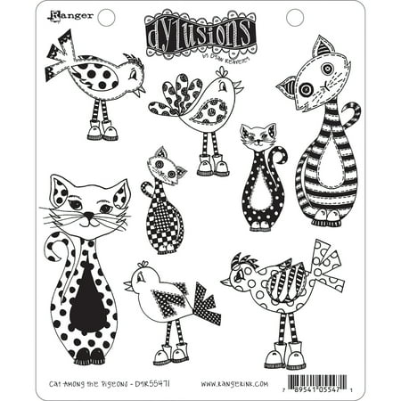 UPC: 0789541055471 | Dyan Reaveley s Dylusions Cling Stamp Collections 8.5 X7 -Cat Among Pigeons