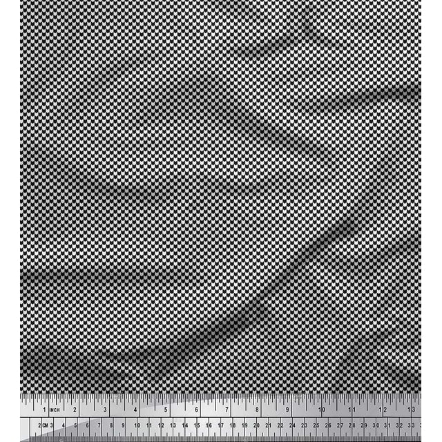 Soimoi Modal Satin Fabric Herringbone Small Print Fabric by The Yard 42 Inch Wide