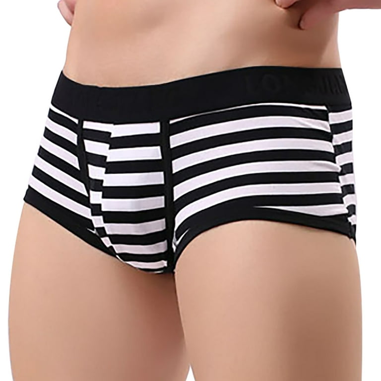 hoksml Mens Underwear Men's Color Stripe Briefs Fashion Underwear  Personalized Mid-waist Hoop Panties Buttock Covering Briefs Clearance 