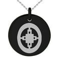 thumbnail image 1 of Stainless Steel Aztec Intelligence Rune Engraved Small Medallion Circle Charm Pendant Necklace, 1 of 1