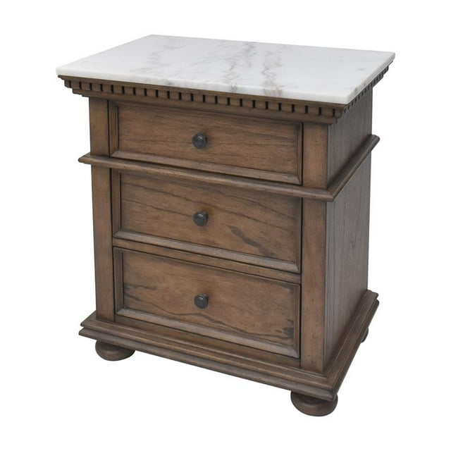 Steve Silver Sheffield Rich Cognac Marble Top 3-Drawer Nightstand