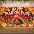 thumbnail image 2 of Decorative Design Happy Thanksgiving Banner Colorful Theme Autumn Leaves Harvest Turkey for Family Gathering Seasonal Celebration Indoor Decoration, 2 of 9