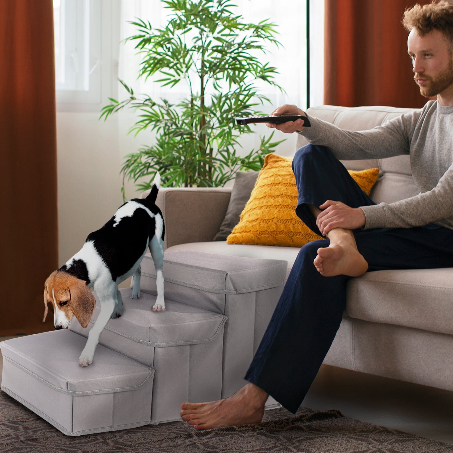 Precious Tails 3-Step Storage Foldable Dog Cat Pet Steps