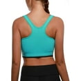 thumbnail image 3 of Zip Front Post-Surgery Bra Women's Wireless Sports Bras Padded Strappy Medium Support Yoga Exercise Athletic Bras - Green, 3 of 3