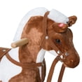 thumbnail image 4 of Qaba Kids Plush Ride-On Rocking Horse Chair Toy With Nursery Rhyme Music - Light Brown / White, 4 of 10