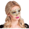 thumbnail image 3 of Antifaz Venecia Felina, dorado, elástico, adornos, baile de máscaras, Venecia, carnaval, fiesta temática, disfraces JM MX-0135840FYD, 3 of 5