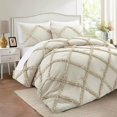 thumbnail image 2 of King Size Comforter Set Bedding Ruched Coral Comforter King Bed Set Boho Shabby Chic Comforter Fluffy Piece Ruffle Comforter Set with Pillow Girl Bedding Soft and Luxury, 2 of 6