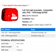 thumbnail image 2 of Left Tail Light Assembly - Compatible with 1995 - 1998 Dodge B2500 1996 1997, 2 of 2