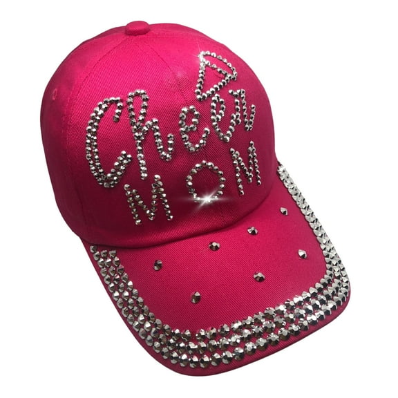 Popfizzy Cheer Mom Hat for Women, Rhinestone Cheer Mom Gifts, Bling Cheer Accessories, Cheer Clothes, Cool Cheer Gifts