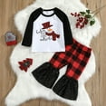 thumbnail image 2 of Gupgi Girls Christmas Outfits, Snowman Tops + Sequined Bell-Bottom Pants, 2 of 7