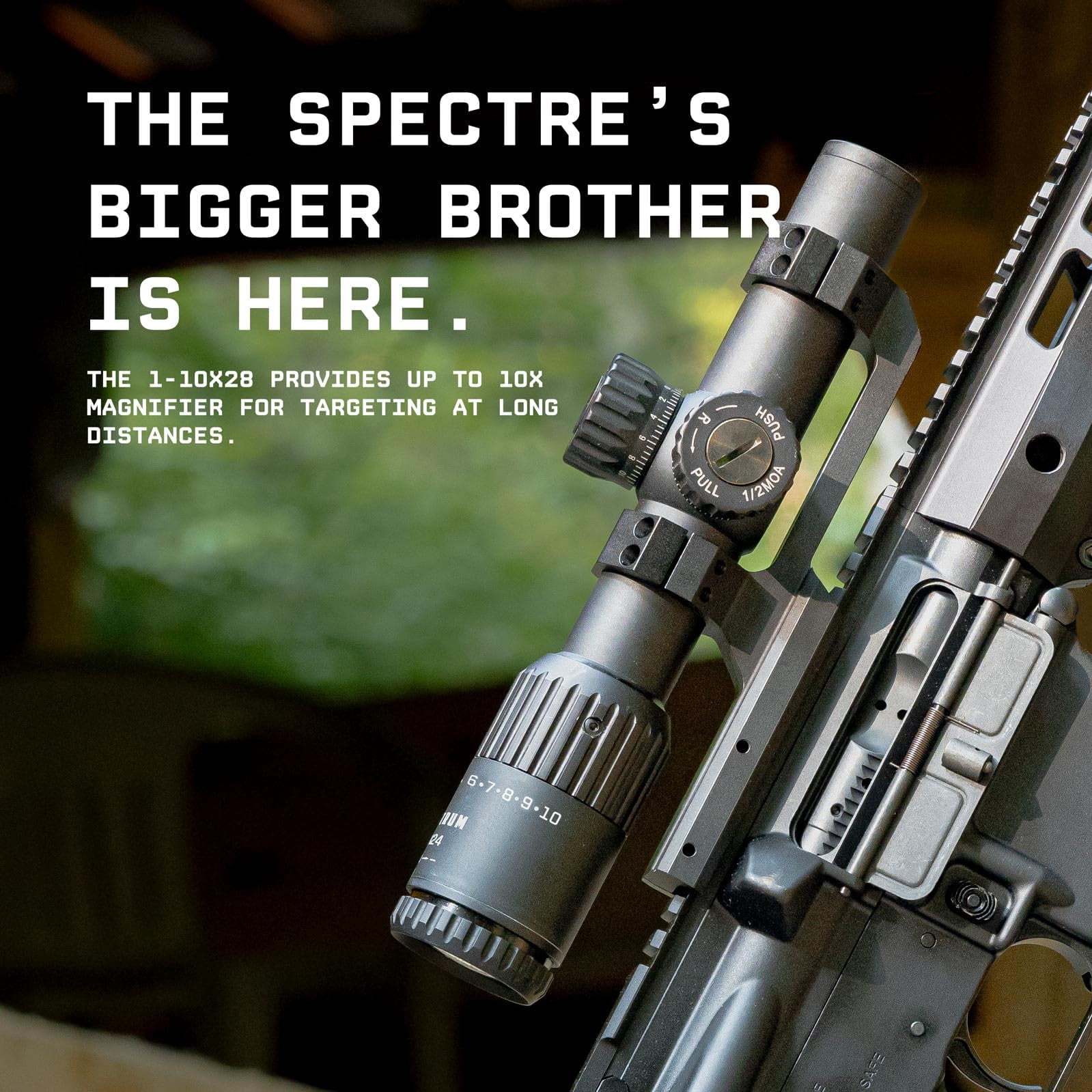Monstrum Spectre 1-10x28 LPVO Rifle Scope | MX1 Reticle | Flat Dark Earth