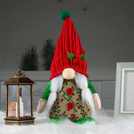 

Cute Cherry Doll Red Green With Hat Standing Elderly Figure Tabletop Decoration Christmas Bulbs Decorations