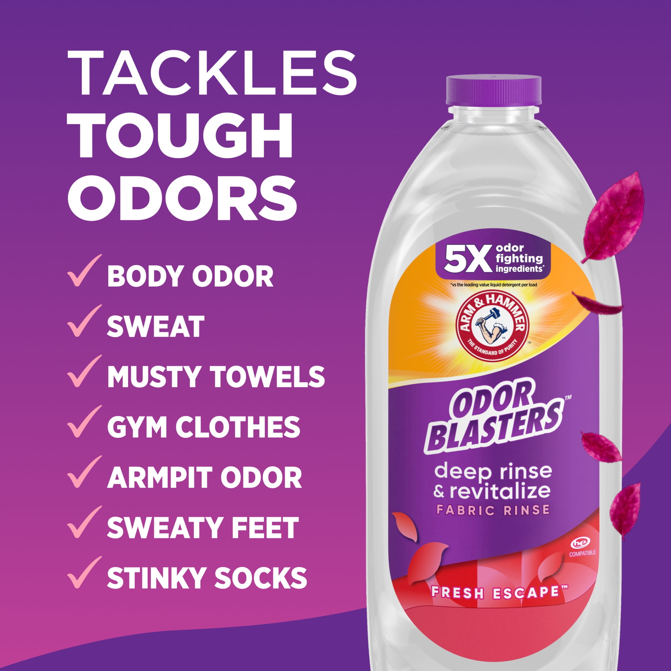 ARM & HAMMER Odor Blasters Deep Rinse and Revitalize Fabric Rinse, Fresh Escape, 28 fl oz