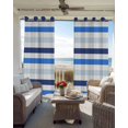 thumbnail image 4 of Blue Ombre Striped Blackout Curtains, Light Blocking Print Window Curtains, Farmhouse Stripes Simple Art Thermal Insulated Window Drapes for Living Room Kitchen Cafe 2 Panels, 84"W x 63"L, 4 of 9