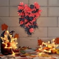 thumbnail image 4 of Fall Wreaths for Front Door, Fall Teardrop Swag Artificial Maple Leaves Wreath for Indoor Outdoor Farmhouse Home Wall Window Festival Wedding Decor, 4 of 5