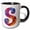 Black/White, variant on 3drose, Colorful Monogram Letter S, 11oz Two-tone Green Mug
