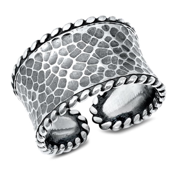 Hammered Animal Print Rope Border Ring .925 Sterling Silver Band Jewelry Female Male Unisex Size 8