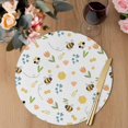 thumbnail image 3 of Flowers Bees Round 13 Inch Placemats Set of 4, Spring Cartoon Botanical Tulip Flowers Leaves HeatResistant Non Slip Place Mats for Dining Table, Wipeable Braided Kitchen Table Mats for Housewarming, 3 of 9