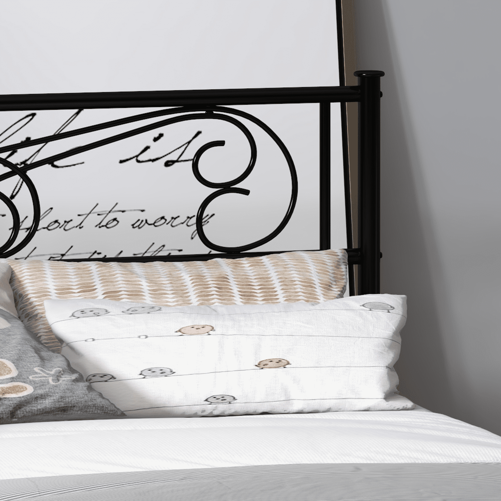 King Size Bed Frame with Headboard and Footboard,Bed Frame King Size,Metal Bed Mattress Foundation,Under Bed Storage,No Box Spring Needed