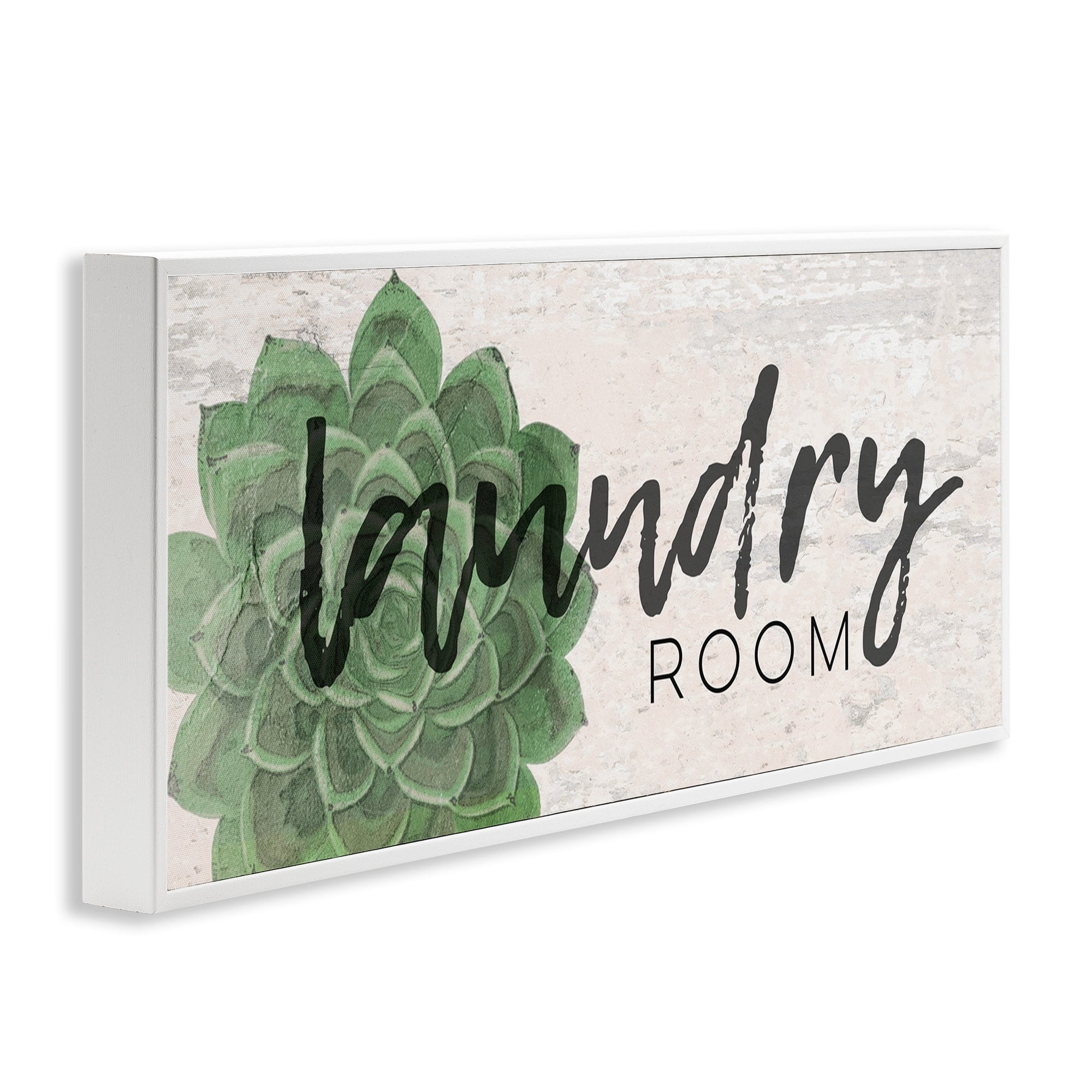 Stupell Industries Laundry Room Green Succulent Soft Textured Paper Look, 13 x 30,Design by Jessica Mundo