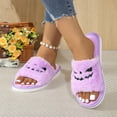 thumbnail image 5 of YLYL Spooky Halloween Slippers for Women Soft Fuzz Open Toe Slides Pumpkin Bat Designs, 5 of 9