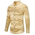 thumbnail image 4 of Men's Slim-Fit Long-Sleeve Solid Satin Silk Like Dance Prom Dress Shirt Tops, 4 of 5