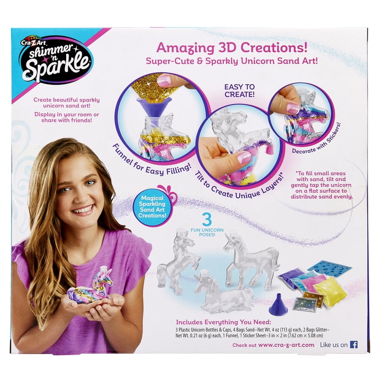 Cra-Z-Art, Sand Art Kit, 3 Unicorn Bottles, Sparkling Unicorn Sand
