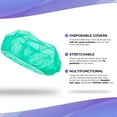 thumbnail image 3 of Green Disposable Bouffant Caps, Breathable Polypropylene Hair Covers, 100 Count, 21 in, 3 of 7
