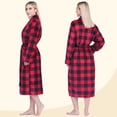 thumbnail image 4 of PAVILIA Checker Red Women Robe Fleece Plush Soft, Fluffy Fuzzy Cozy Warm Lightweight Bathrobe, Shower Spa House Long Robe for Women, L/XL, 4 of 10