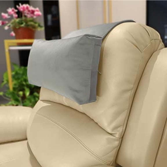 Neck Support Cushion for Recliners - Non-Slip Head Pillow with Velvet Cover for Home Office Travel, Light Gray