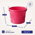 thumbnail image 4 of HOMZ Bacs de Rangement Ouverts de 18 Gallons avec Poignée en Corde, Seaux en Plastique, Rose, Lot de 4, 4 of 9