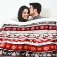 thumbnail image 5 of PAVILIA Premium Christmas Sherpa Throw Blanket | Christmas Decoration Reindeers, Fleece, Plush, Warm, Cozy Reversible Microfiber Holiday Blanket | Christmas Gift - 60x80, 5 of 7