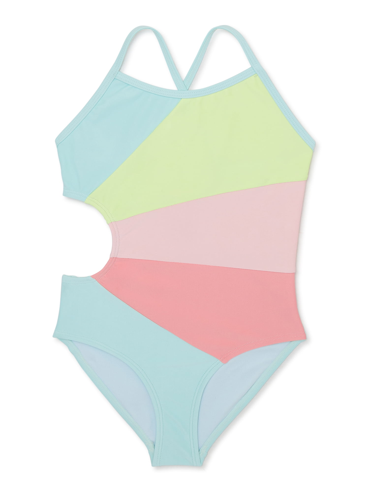 Freestyle Revolution Girls One-Piece Colorblocked Cut Out Swimsuit with ...