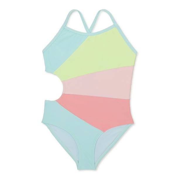 Freestyle Revolution Girls One-Piece Colorblocked Cut Out Swimsuit with ...