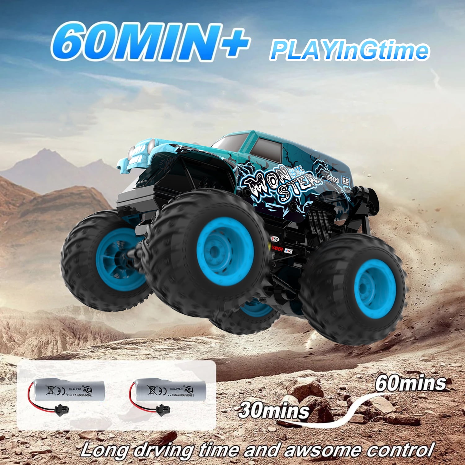 VKFVKF RC Monster Truck Toys, Remote Control Cars for Kids, Dinosaur RC Cars with Light & Music,Stunt, 360° Spin, Walk Upright
