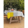 thumbnail image 3 of Outdoor Tablecloth with Umbrella Hole for Patio/Picnic/Party/Camping, Yellow Grey Waterproof Table Cloth Rectangle Table Cover Washable, Abstract Geometric Oil Painting Vintage Gradient (60"x 120"), 3 of 8