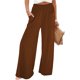 thumbnail image 1 of Pantalones de Cintura Alta con Elástico para Mujer, Estilo Informal, Holgados, de Pierna y Bolsillos. Marrón S, 1 of 8