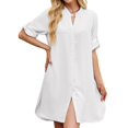 thumbnail image 3 of Vestido Camisero de Verano para Mujer, Informal, de Corta, con Botones y Cuello en V, Talla Grande XXL, 3 of 6