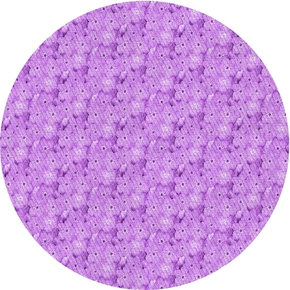 Ahgly Company Machine Washable Indoor Round Transitional Violet Purple Area Rugs, 3' Round