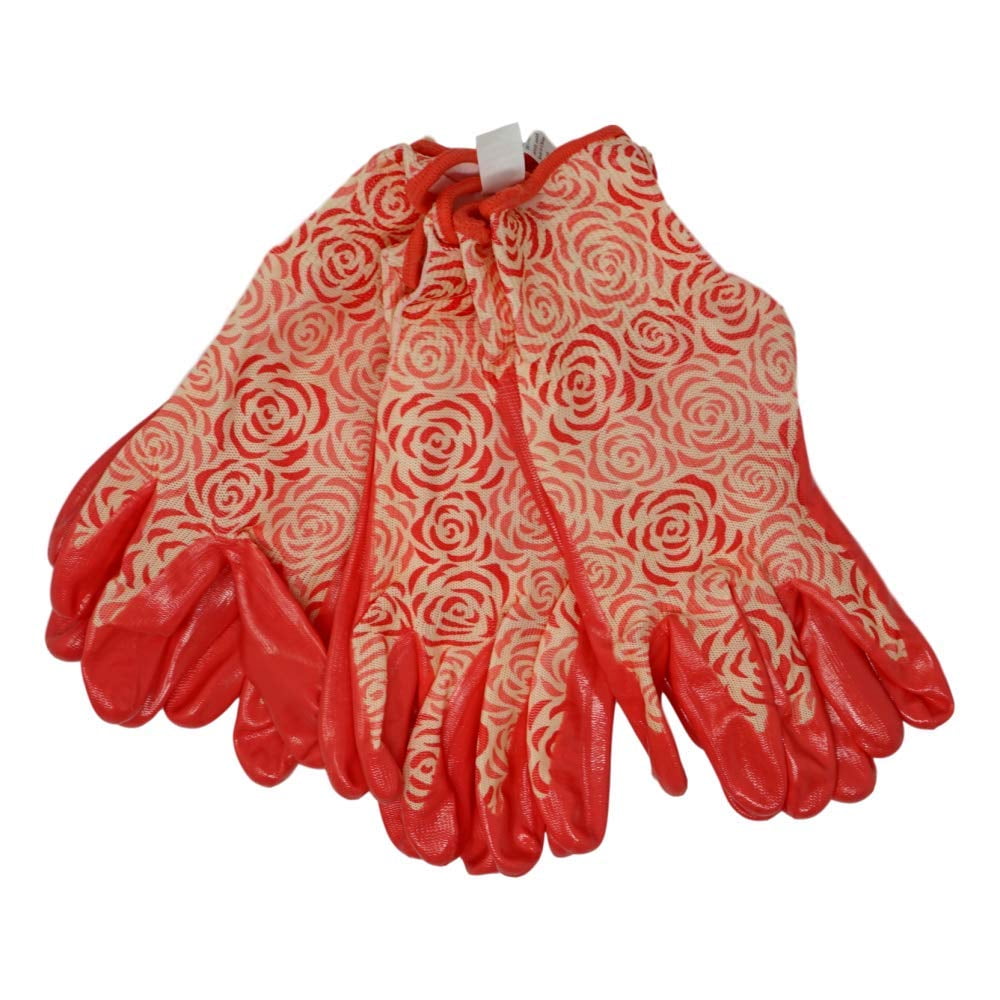 DIGZ - Nitrile Dipped Womens Garden Gloves (3 Pairs, Small, Pink Coral