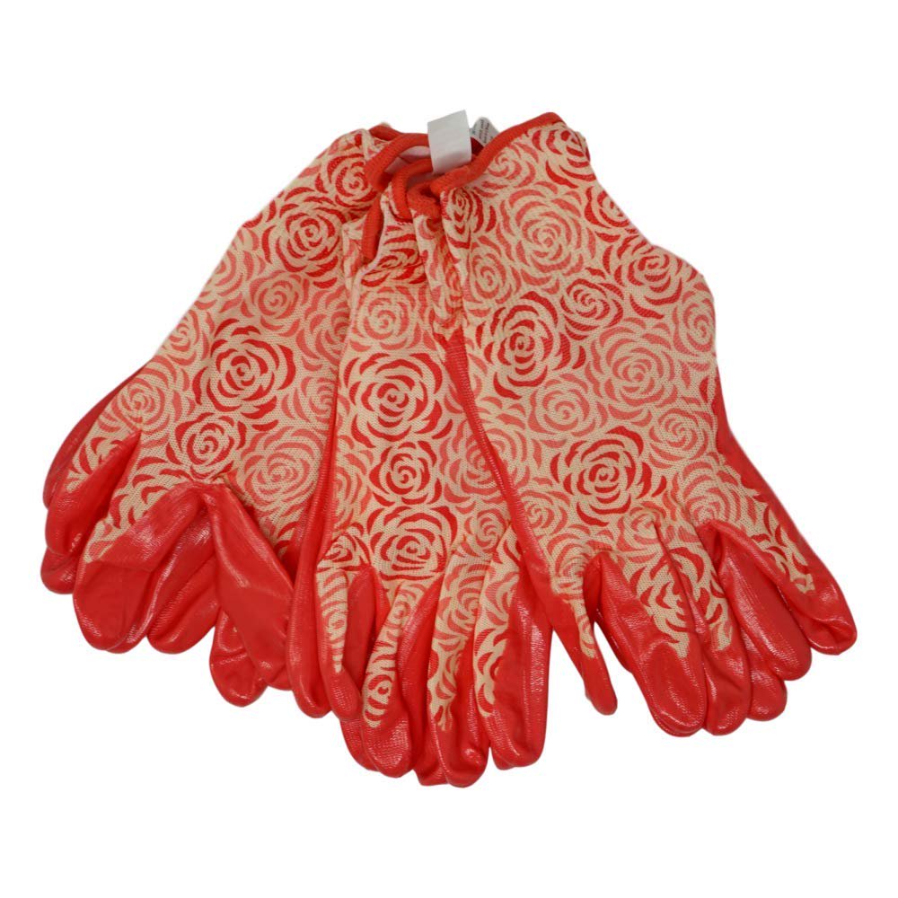 DIGZ Nitrile Dipped Womens Garden Gloves (3 Pairs, Small, Pink Coral