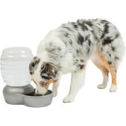Petmate Replendish Gravity Pet Waterer Water Bowl Station with Microban for Cats and Dogs, 1 Gallon, Gray