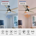 thumbnail image 2 of CARRO  Livingston 60-inch Indoor Ceiling Fan with LED Light and Remote-Downrod Black/Wooden, 2 of 5